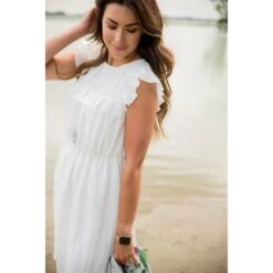 Eyelet Ruffle Trim Bibbed Dress -Women's Clothing Store BB 0195 6f2642c4 adf5 4126 9f47 0d15d28608b4