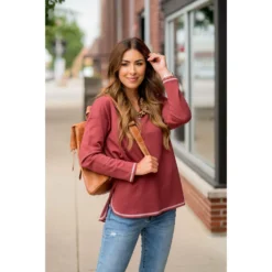 Stitched Accent Sweatshirt -Women's Clothing Store BB 0199 f7252082 3528 4d4c 9a2f 05e4b39ca525