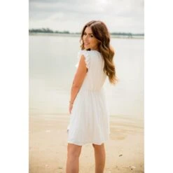 Eyelet Ruffle Trim Bibbed Dress -Women's Clothing Store BB 0211 734f7490 54b7 4751 a3d1 2950f0b0ebf4