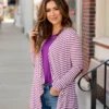 Striped Waterfall Elbow Patch Cardigan