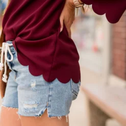 Scalloped Edge 3/4 Sleeve Blouse -Women's Clothing Store BB 0222 406bcb63 b2da 429f bf7f e21f73230902 308469