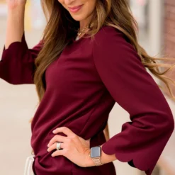 Scalloped Edge 3/4 Sleeve Blouse -Women's Clothing Store BB 0226 65d9e9b6 79f7 4e29 86a3 bfa7fabee175 272671