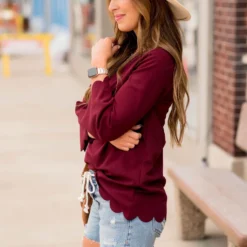 Scalloped Edge 3/4 Sleeve Blouse -Women's Clothing Store BB 0228 a20b61d1 aaf9 4369 9243 595f200763cf 572898