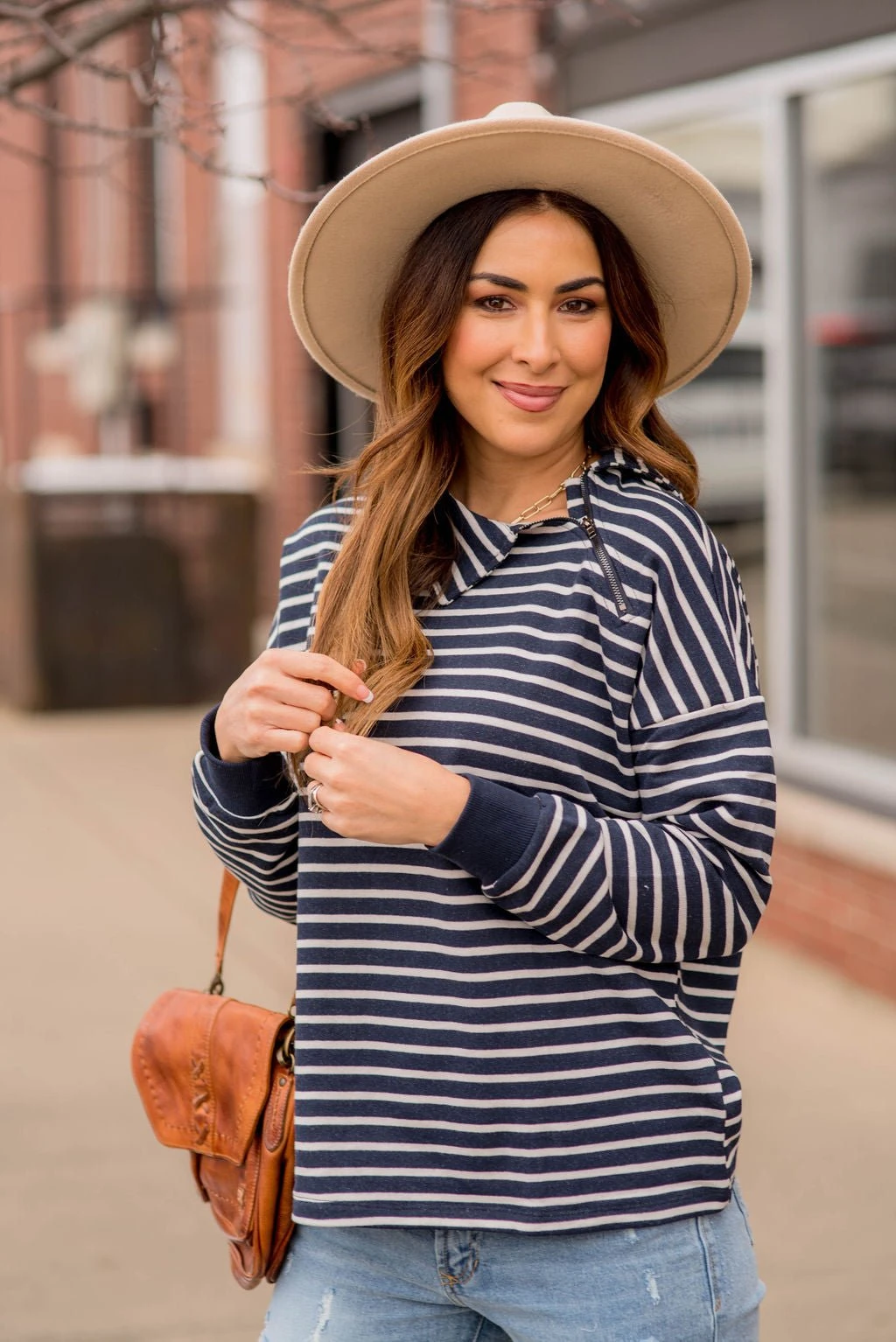 Knit Stripe Neck Zipper Sweater 1 Knit Stripe Neck Zipper Sweater