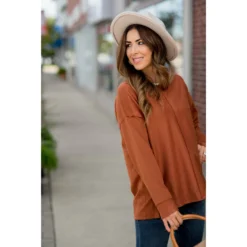 Mid Seam Raw Stitched Relaxed Tee -Women's Clothing Store BB 0262 f3dba48e cf21 4554 8a71 99f399ec5c58