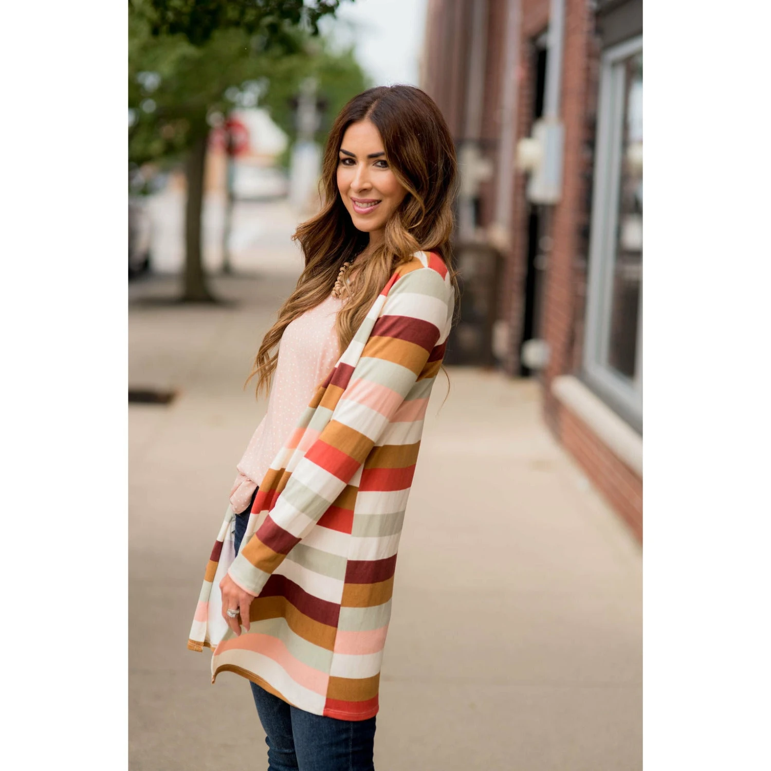 Muted Striped Tunic Cardigan 5 Muted Striped Tunic Cardigan - Image 5