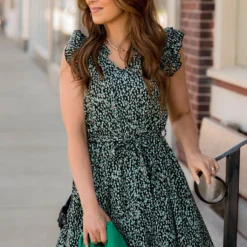 Color Burst Tie Waist Dress