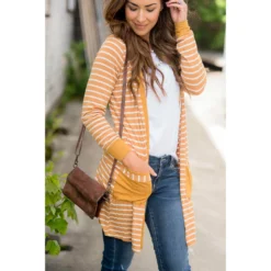 Striped Pocket Accent Cardigan -Women's Clothing Store BB 0340 be11b061 363d 4f42 883d 3dfccc37ddf9