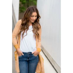 Striped Pocket Accent Cardigan -Women's Clothing Store BB 0347 63125af1 041e 4785 92aa d7595f7b1709
