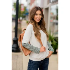 Hint Of Stripe Sweatshirt -Women's Clothing Store BB 0382 f1c9e3bf 6e19 445f 9bff da7ec590b5ac