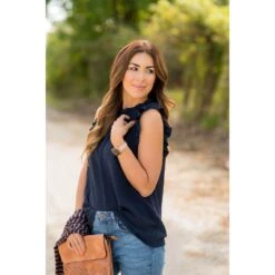 Dressy Ruffle Cinch Tank Blouse -Women's Clothing Store BB 0390