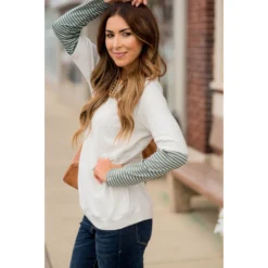 Hint Of Stripe Sweatshirt -Women's Clothing Store BB 0393 af5e1e6a 937a 4adc 9007 7659fcd7279c