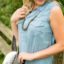 Sleeveless Denim Tunic Dress -Women's Clothing Store BB 0394