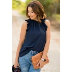 Dressy Ruffle Cinch Tank Blouse -Women's Clothing Store BB 0396