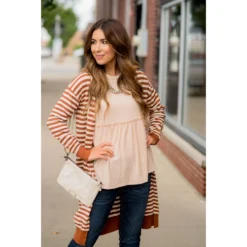 Striped So Soft Tunic Cardigan -Women's Clothing Store BB 0408