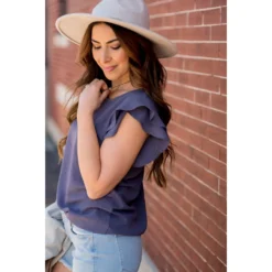 Double Flutter Short Sleeve Blouse -Women's Clothing Store BB 0413 5df6aae9 6d91 4122 b758 f3785a0994d8