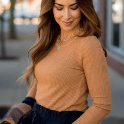 Knit Detailed Thermal Long Sleeve Tee