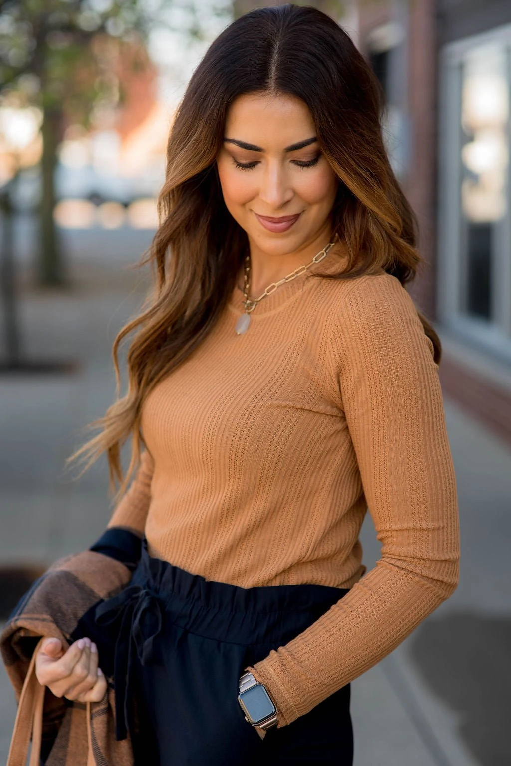 Knit Detailed Thermal Long Sleeve Tee 1 Knit Detailed Thermal Long Sleeve Tee