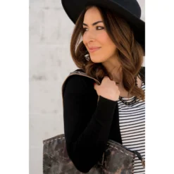 Striped Dotted Accent Tee -Women's Clothing Store BB 0434 1