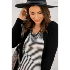 Striped Dotted Accent Tee -Women's Clothing Store BB 0435