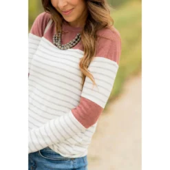 Striped Color Blocked Long Sleeve Tee -Women's Clothing Store BB 0435 96fb2350 addb 4f69 a76d fac6133ffda7