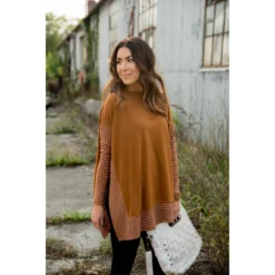 Hint Of Stripes Faux Poncho