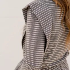 Striped Ruffle Accented Long Sleeve Dress -Women's Clothing Store BB 0441 b67decc1 26b8 4348 a506 35ccfae1b7ae 948879