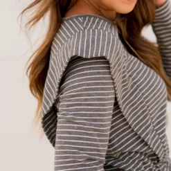 Striped Ruffle Accented Long Sleeve Dress -Women's Clothing Store BB 0452 a9e4cfb3 4900 41dc 9a9d dc9f9f2e17e7 472446