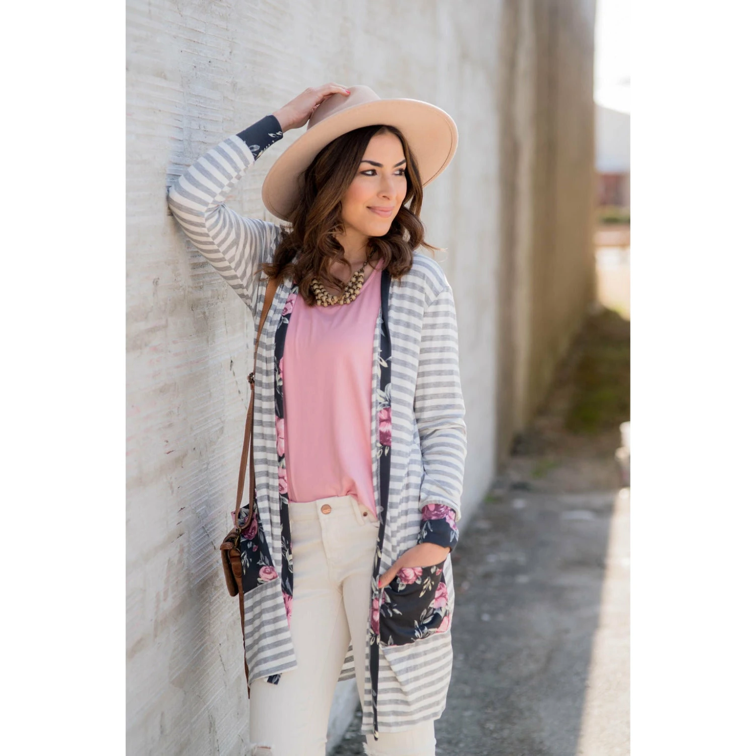 Charcoal Floral Trimmed Tunic Cardigan 1 Charcoal Floral Trimmed Tunic Cardigan