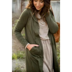 Hooded Tunic Cardigan -Women's Clothing Store BB 0455