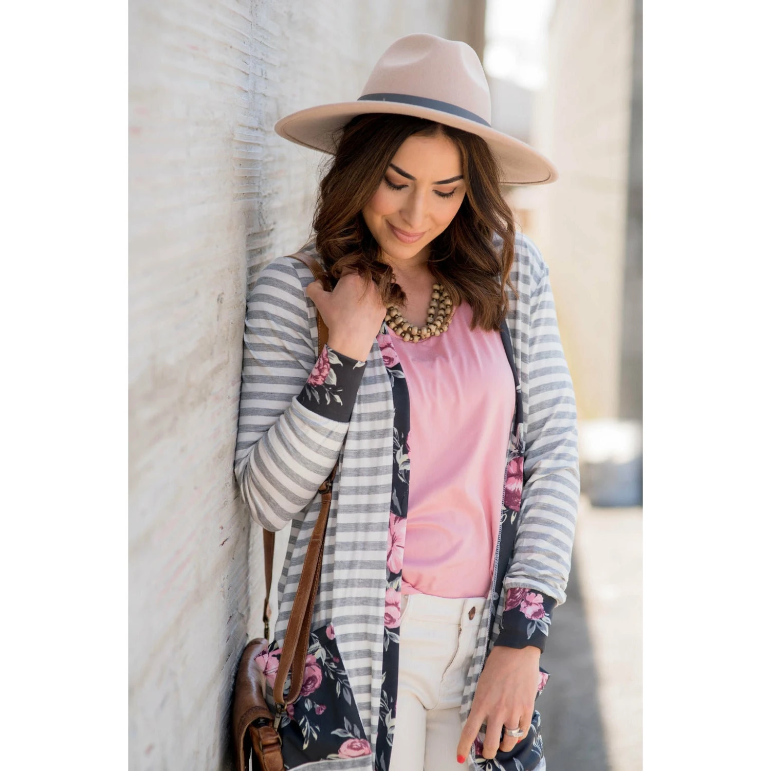 Charcoal Floral Trimmed Tunic Cardigan 3 Charcoal Floral Trimmed Tunic Cardigan - Image 3