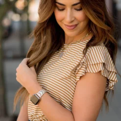 Striped Double Flutter Sleeve Tee -Women's Clothing Store BB 0457 f2c4c071 90ce 4a05 865a 789337f8ae30 165907