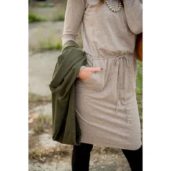 Pocket Drawstring Sweatshirt Dress -Women's Clothing Store BB 0463