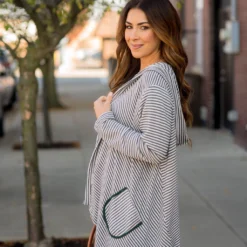 Striped Waterfall Cardigan