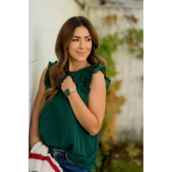 Swiss Dot Ruffle Sleeve Tank -Women's Clothing Store BB 0471 06706ac2 d710 4394 b436 c3be77d9f634