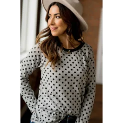 Solid Trimmed Long Sleeve Polka Dot Tee -Women's Clothing Store BB 0480 62b9e532 aeb3 4640 9ebf 8a163d93dab1