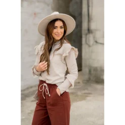 Ruffle Sleeve Striped Hoodie -Women's Clothing Store BB 0529 26da8fdf 9768 4364 b708 5e254758d4ca