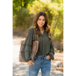 Cinched Top Ruffle Button Up -Women's Clothing Store BB 0530 122bfdab 1eca 4505 be6c 1db279b5dc4b