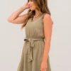 Ruffled V Tie Waist Dress