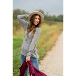 Triple Button Striped Peplum Tee -Women's Clothing Store BB 0542 656457da e2e4 43b1 be9d f772464aa22a