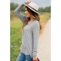 Triple Button Striped Peplum Tee -Women's Clothing Store BB 0548 d617e7b1 4481 4f7e 9f51 0e26b3ddecca