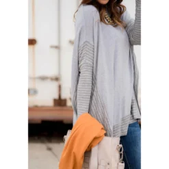 Hint Of Stripes Faux Poncho -Women's Clothing Store BB 0549