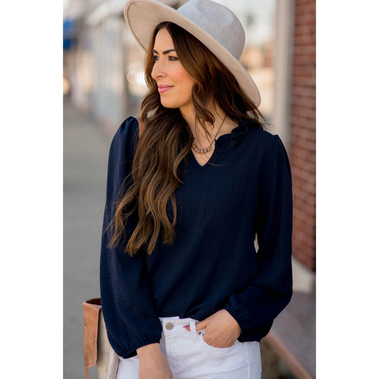 Long Sleeve Ruffle Neck Dressy Blouse 5 Long Sleeve Ruffle Neck Dressy Blouse - Image 5
