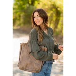 Cinched Top Ruffle Button Up -Women's Clothing Store BB 0551 2fe317e4 1895 47b5 9fab e43e9ef9e2bd