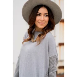 Hint Of Stripes Faux Poncho -Women's Clothing Store BB 0554