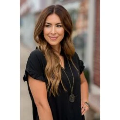 Ruffle Neck Tunic Dress -Women's Clothing Store BB 0560 55ca267d 6d75 4ce4 a8eb 3d5b102c01e2