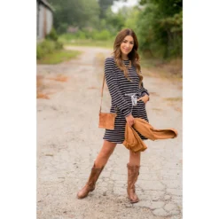 Stripe Tie Waist Pocket Sweatshirt Dress -Women's Clothing Store BB 0617 632b6fe0 131d 4b24 a5f6 9606731b316d