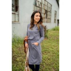 Pocket Drawstring Sweatshirt Dress -Women's Clothing Store BB 0629 d7f287a7 384b 428f 8f3d f2448366a39b