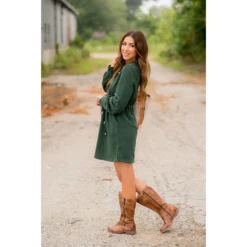 Tie Waist Pocket Sweatshirt Dress -Women's Clothing Store BB 0650