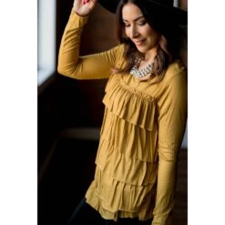 So Soft Ruffle Long Sleeve Tee -Women's Clothing Store BB 0654